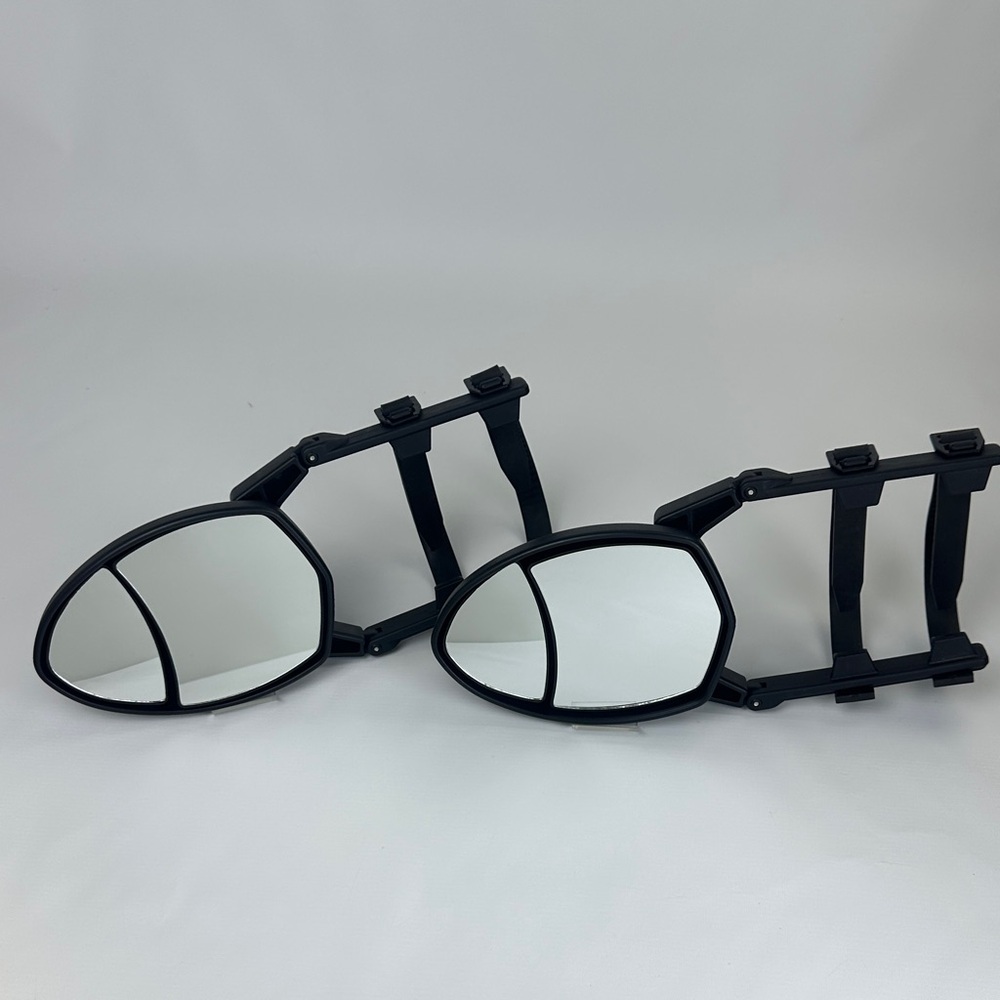 Black Clip-On Dual Towing Mirrors. NWOT. Use on Cars & Trucks.